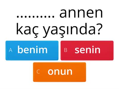 İyelik Ekleri-Benim Senin Onun