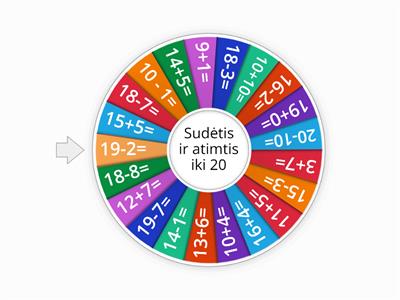  Matematika sudėtis atimtis iki 20