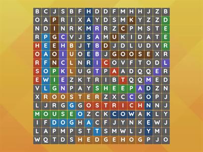 Wordsearch farm animals