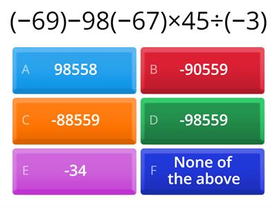 Integers Quiz