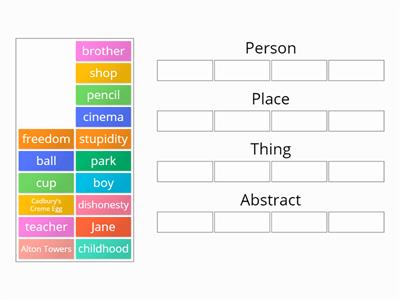 Noun sorting game