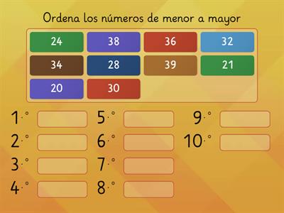 Ordena de menor a mayor (20 - 39)