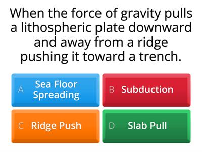 Slab pull and Ridge Push Quiz