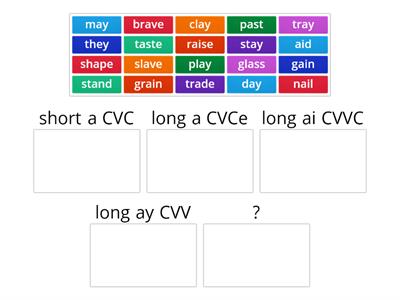 2.19 (sort 19-within) Short A Long A Long AI & AY open syllable (yellow)