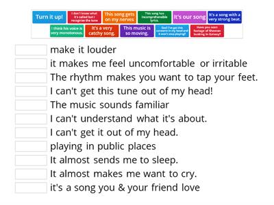 Phrases and adjectives when talking about music