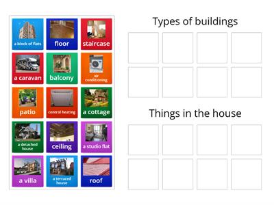 Types of buildings and things in the house