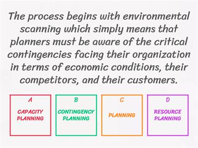 Quiz no. 7 Planning