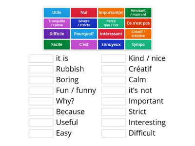 Teachers and lessons adjectives