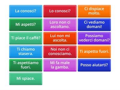 TRANSLATIONS 2: ITALIAN TO ENGLISH - A1.  SUBJECT & OBJECT PRONOUNS