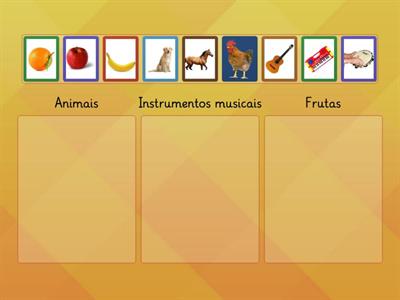 Categorização (Frutas, animais e instrumentos musicais)