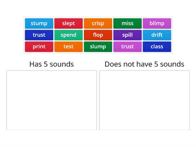 Identify words with 5 sounds Wilson step 2.4
