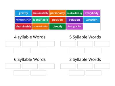 Sort multi-syllable words 