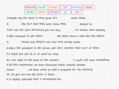 Linking words / addition and contrast