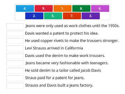 The Story of Jeans - put the sentences in the correct order