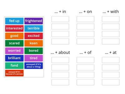 Adjectives + prepositions