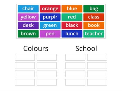 Group Sort - Colours v School