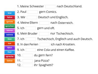 8 Klasse Unregelmäßige Verben 