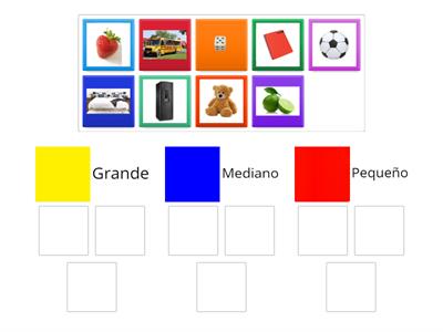 Clasificar los objetos por su tamaño en el color que corresponde.