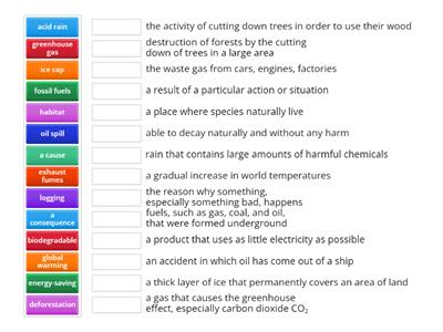 Ecology vocab matching