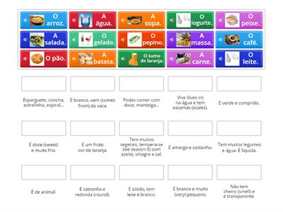 Compreensão frásica - vocabulário de comida (fácil)