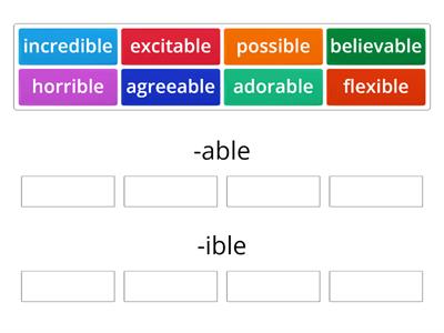 Suffix -able, -ible
