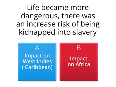 Impact on Africa versus Impact on Caribbean (West Indies) Quiz