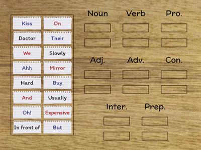 separate parts of speech