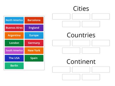 Cities - Countries - Continents