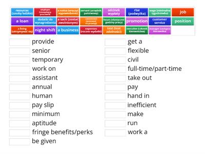 PRACA Matura rozszerzona EGIS vocabulary matching - zamienione kolumny