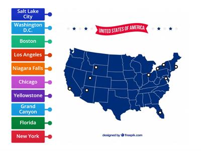 The USA cities and places