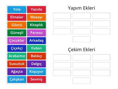 3. sınıf Türkçe dersi Yapım Eki / Çekim Eki 