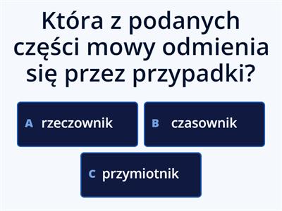 Kartkówka - rzeczownik, czasownik, przymiotnik