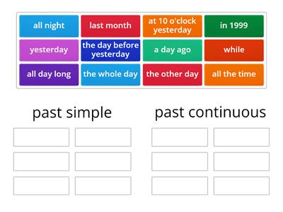 Signal words - past simple/past continuous 