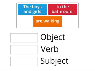 Match the subject, verb and object with the correct part of the sentence. 