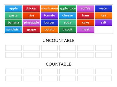  Food: countable / uncountable nouns