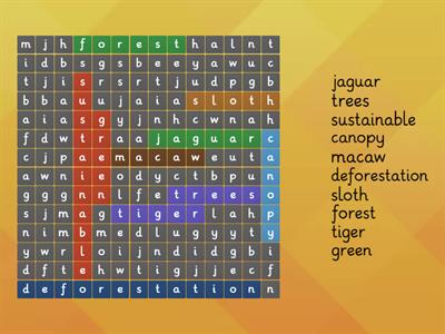 Rainforest Wordsearch