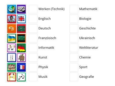 Schulfächer in der Schule 