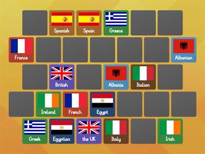 Countries and nationalities - Memory game