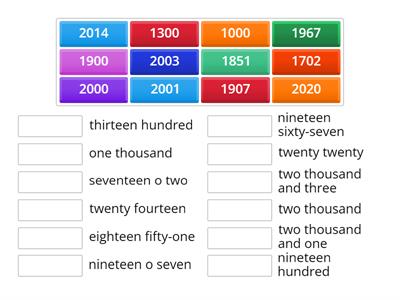 Years matching