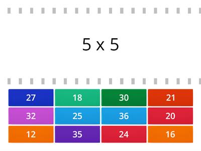 Multiplication facts - products less than 40