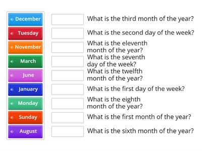 REVISION OF ORDINAL NUMBERS, MONTHS OF THE YEAR AND DAYS OF THE WEEK (1)