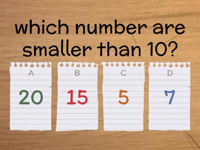 Comparing numbers 1-20