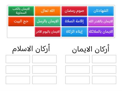 أن يميز الطالب بين اركان الايمان وأركان الاسلام 