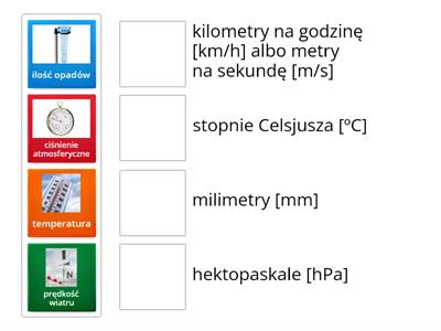 6 składników pogody: jednostki