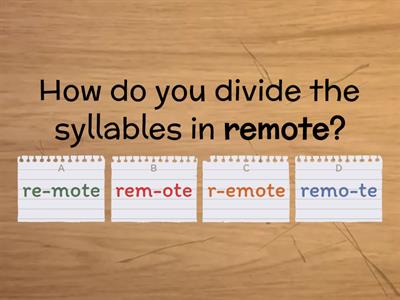 Syllable Division Review Fundations Unit 7 