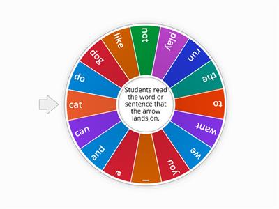 Week 1-3 Sight Word Spin