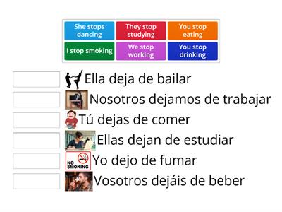 Dejar de + infinitive -to stop (doing something)