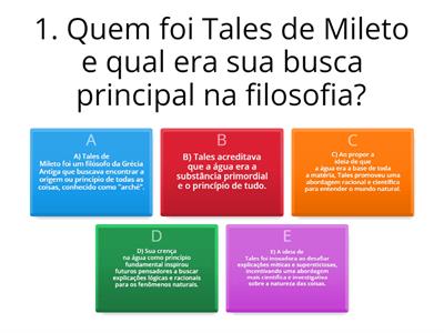 Tales de Mileto a Origem de Tudo