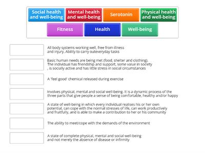 Physical, emotional and social health, fitness and well-being