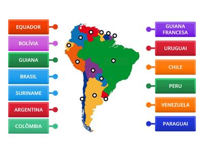 Mapa Países América do Sul - Geografia - Professora Cleusa